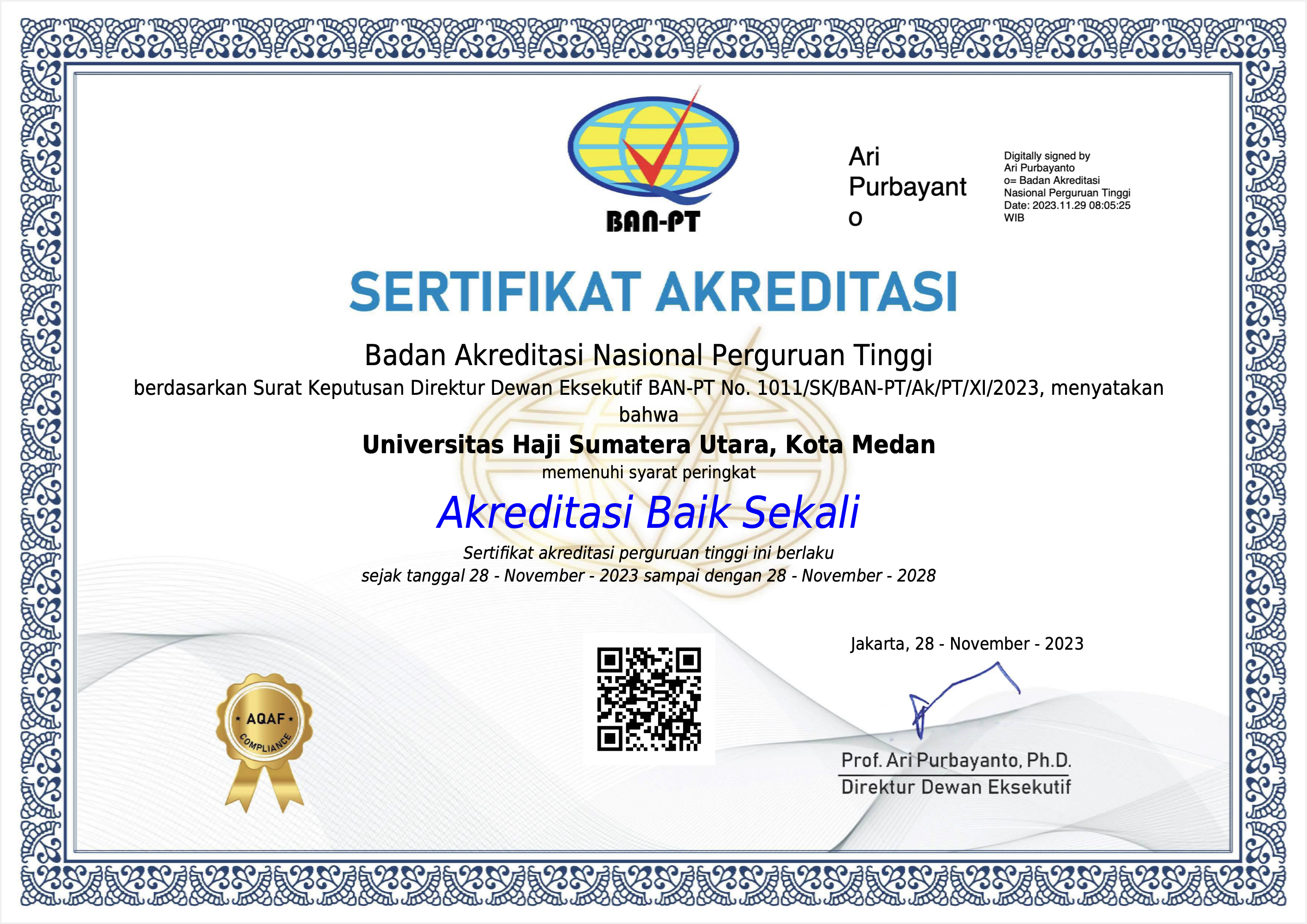 Akreditasi Universitas Haji Sumatera Utara Sampai 2028